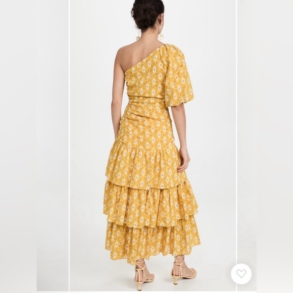 Veronica Beard Virginia Midi Dress in Sun Multi One-Shoulder - Picture 3 of 11